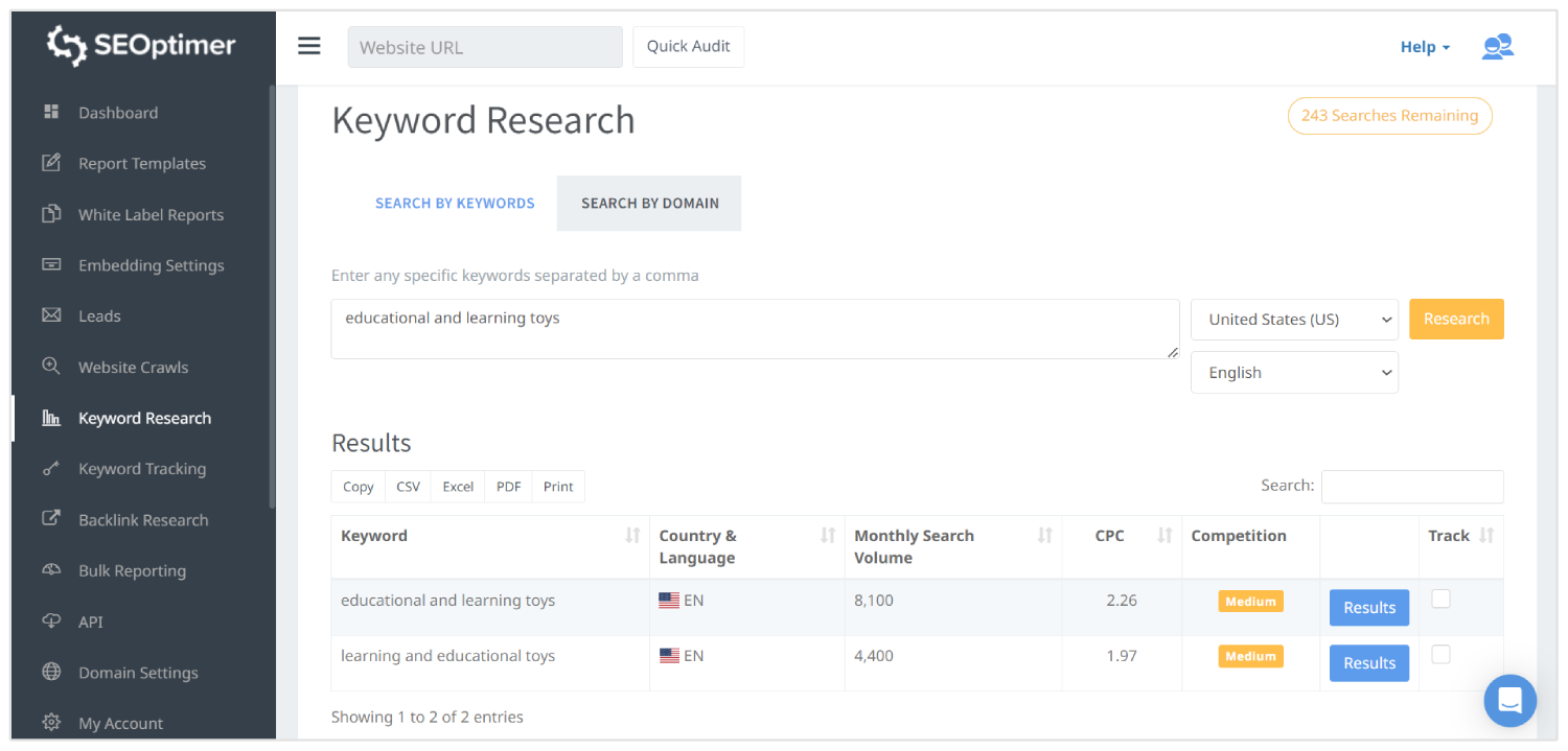 keyword research tool